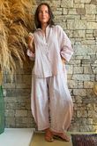 Sundaze Cheesecloth Chalk Stripe Boyfriend Shirt Rose